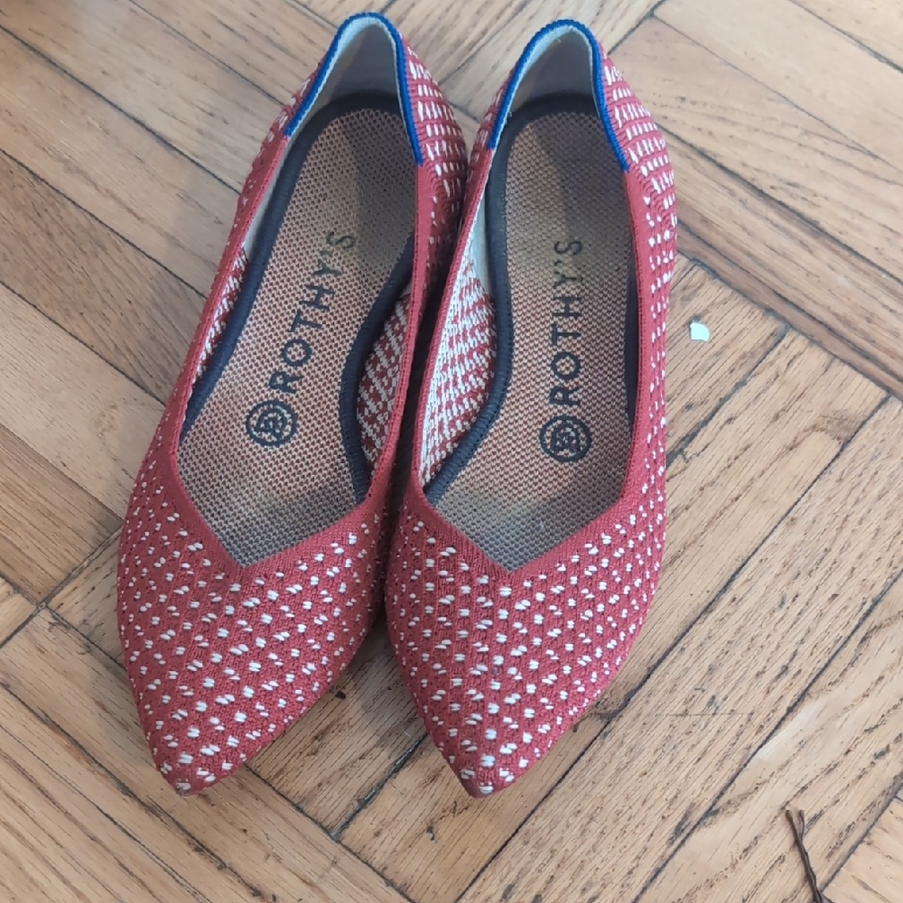 Rothy's Red and White Patterned Flats